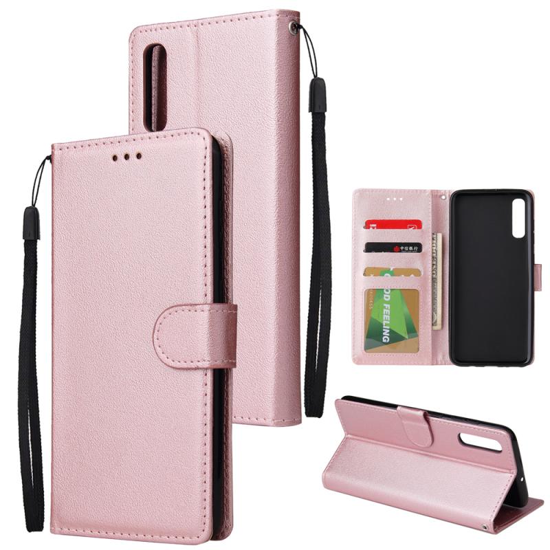 

For Samsung A70 Wallet-type PU Leather Protective Phone Case with Buckle & 3 Card Position Samsung A70 рожевий колір золота