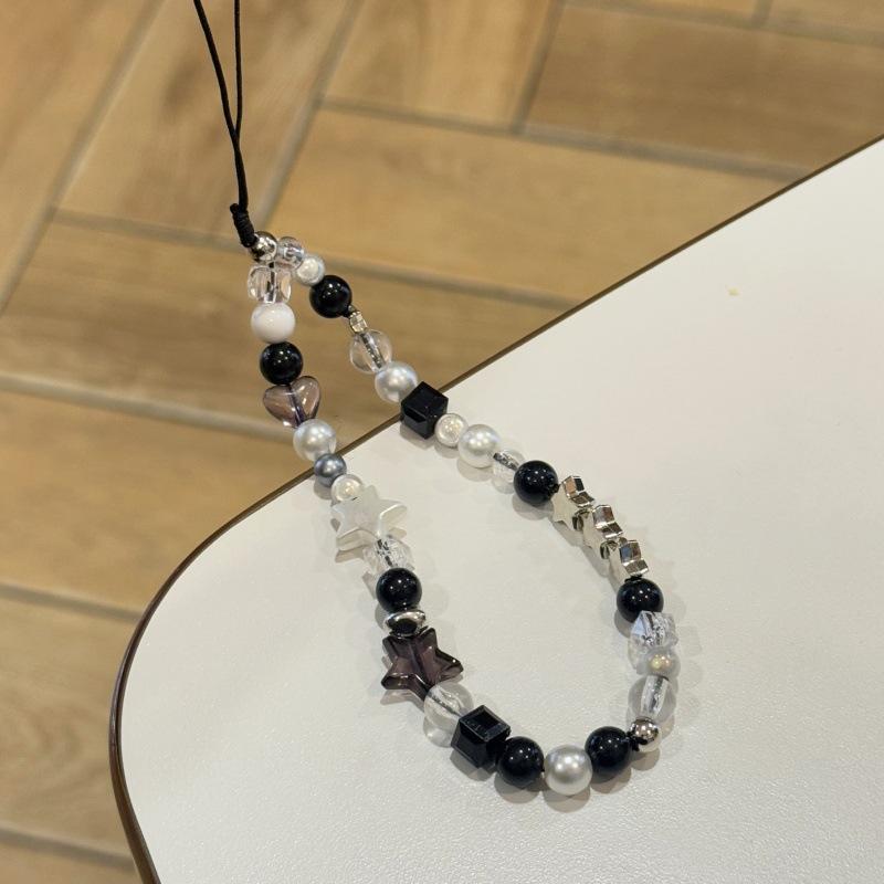 

Beaded Star Pattern Phone Chain Accessory Durable Lightweight Design Suitable for Various Smartphone Models and Daily Use One Size чорний