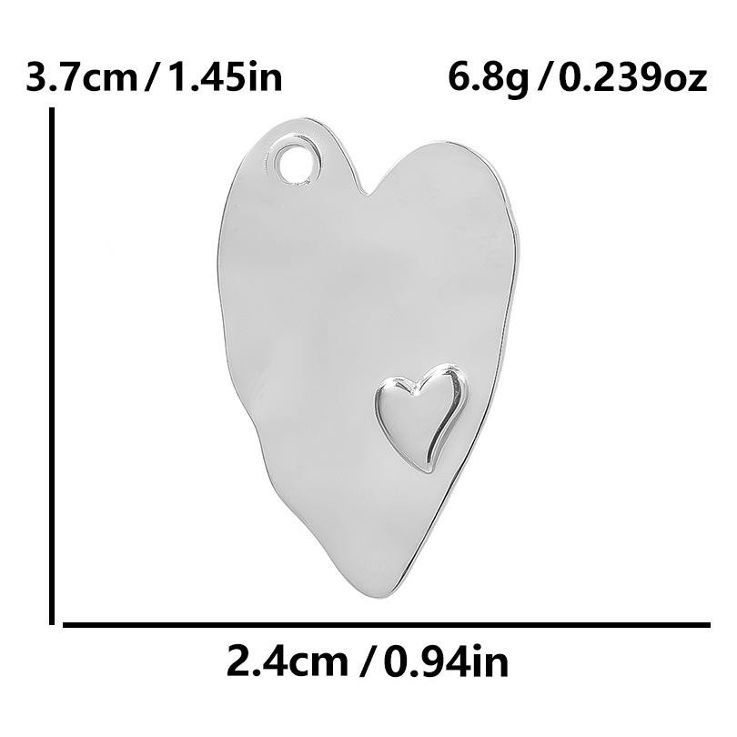 High Quality 6pcs Silver Color Heart Charm Stainless Steel Charms For Jewelry Making Pendnat Breloque Acier Inoxydable Materials