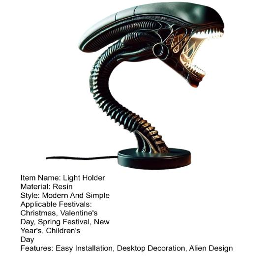 Yousheng Alien Creature Light Holder Resin Alien Statue Light Stand Desktop Decoration Lamp Holder Gift for Alien Lovers