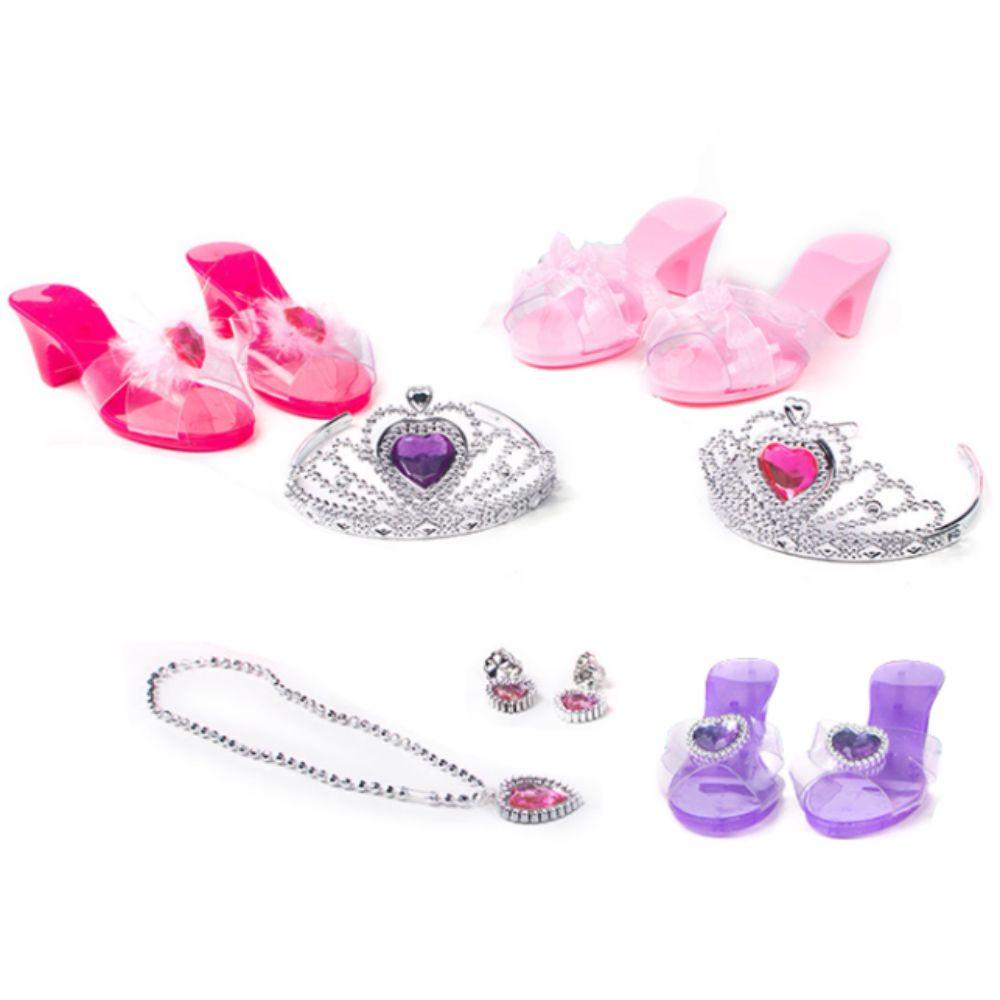 Necklace Crown Girls Jewelry Toys Pretend Play Crystal Shoes Toy Princess Dress Up Toys  Halloween