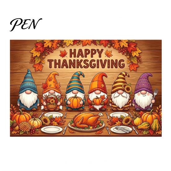 Family Gathering Autumn Celebration Decor 70 x 45 Inch Fall Pumpkin Backdrop, Harvest Gnome Decorative Scene for Party Scarecrow Photography