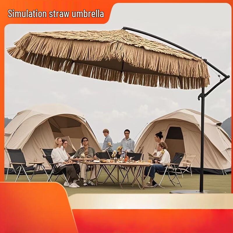 Outdoor Thatched Folding Sun Umbrella
