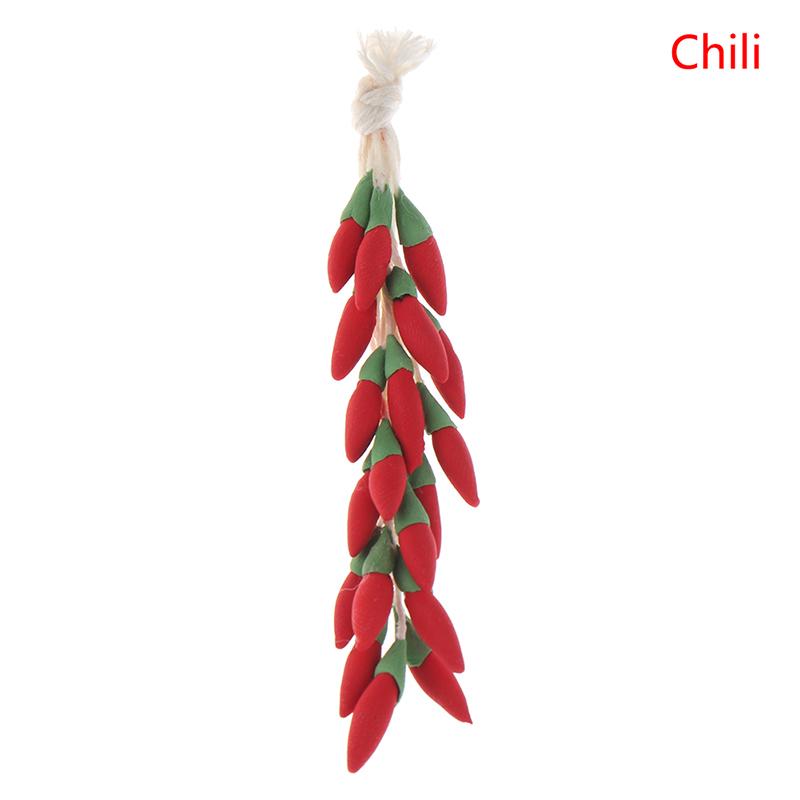 1 șir 1:12 Casă de păpuși în miniatură, usturoi, ardei iute, șir întreg, condiment, model de mâncare de bucătărie, scenă de viață, jucărie decorativă