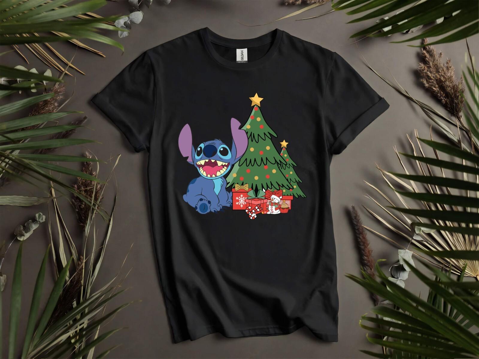 Stitch Happy Christmas Mood T-Shirt Mens Womens Tees Top T Shirt Mens Womens Tees Top Men Women Unisex Tshirt K1018 3XL