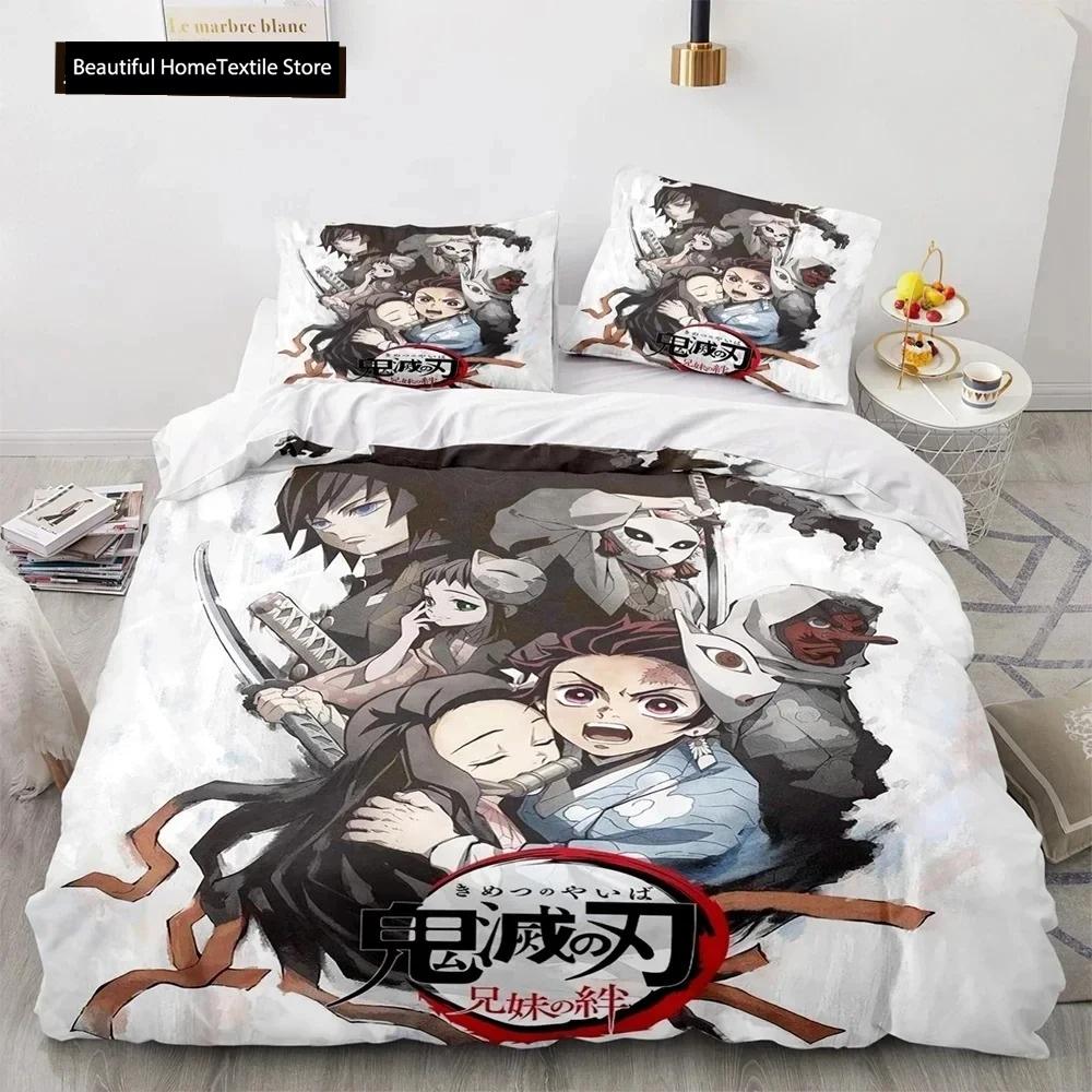 Demon Slayer 3d Bedding Set Anime Duvet Cover Pillowcases Single Twin Full Queen King Size Boys Girls Boys Gift Home Decor