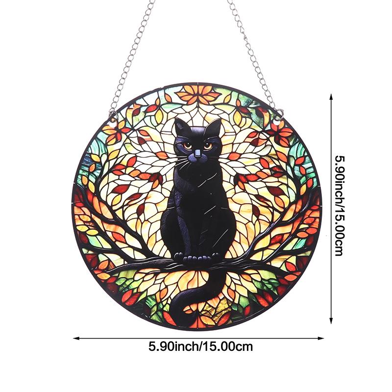 Moonlight Black Cat Pattern Dyed Window Hanging Decoration/Light Catching Cat Shadow Window Decoration/Sun Cat Small Curtain Exc