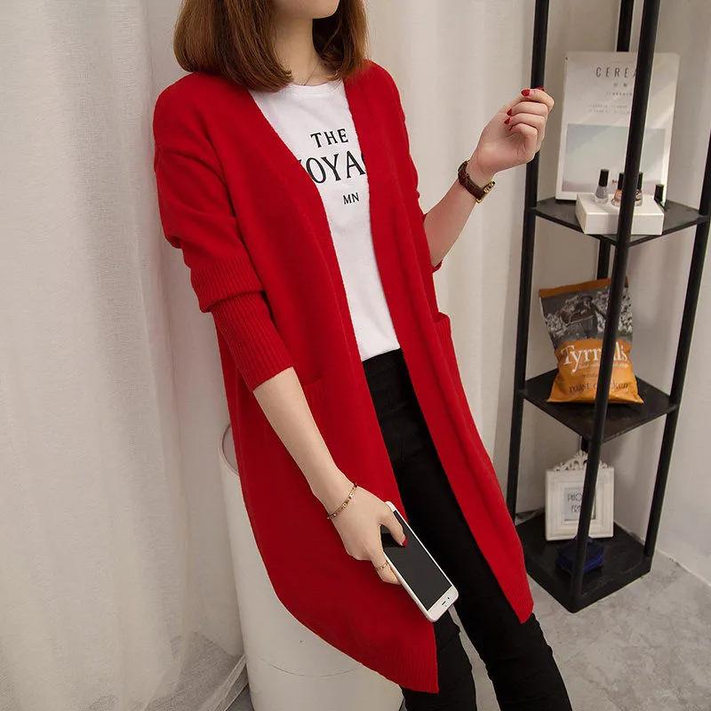 Autumn Winter Knitted Sweater Women Long Cardigan Korean Fashion Female Cardigans Long Sleeve Women Coat Jacket Ladies Outerwear