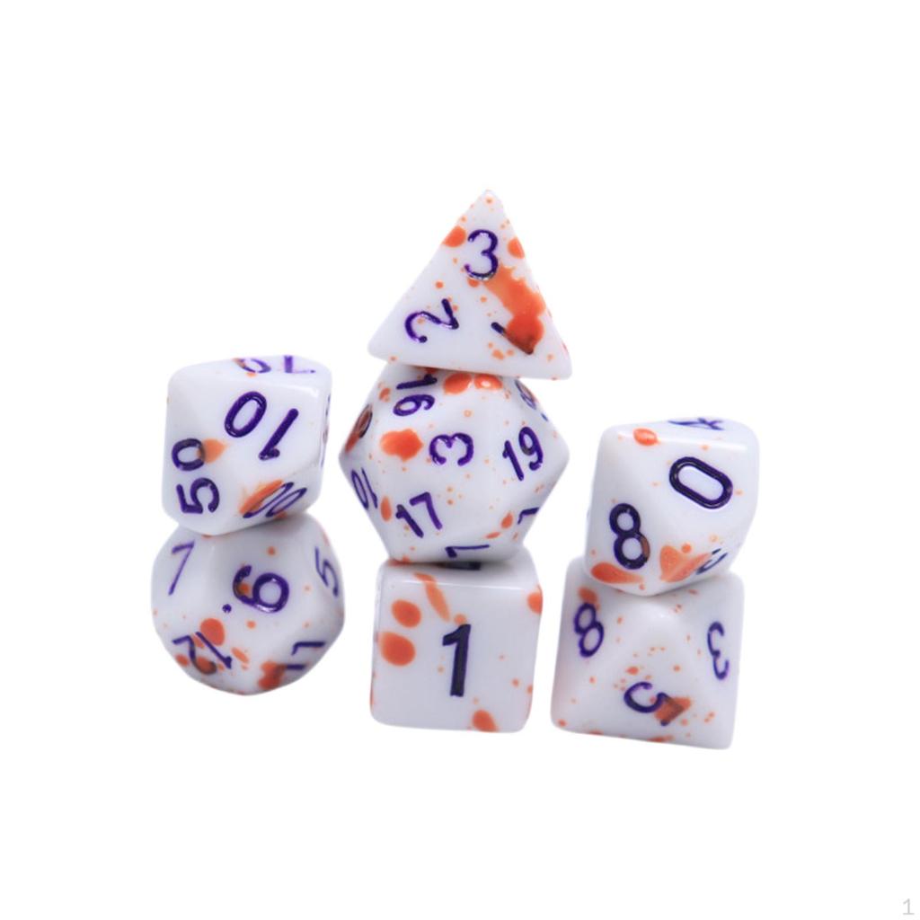 7 Pieces Multisided Dice Table Gaming Durable D4 D6 D8 D10 D12 D20 Color Changing for