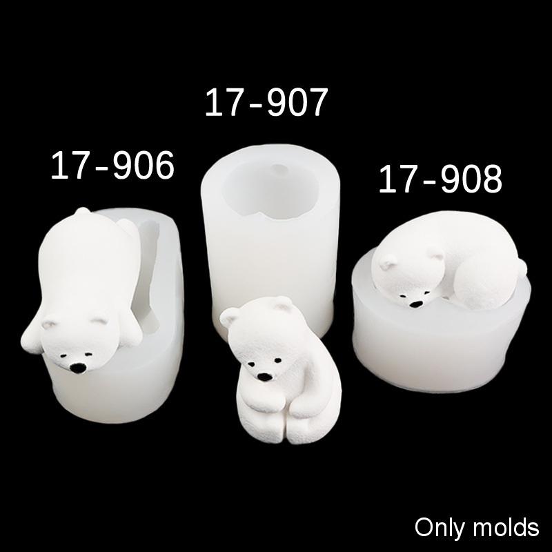 1 Piece Bear Silicone Candle Molds Mini 3D Polar Bear Candle Mold Cake Decoration DIY Handmade Fondant Clay Chocolate Mold