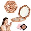 Folding Makeup Mirror Rose-Shaped Compact Double Small Lightweight Easy Carry Suitable Outings Dates Parties Wedding Gift Birthday Present Daily Use