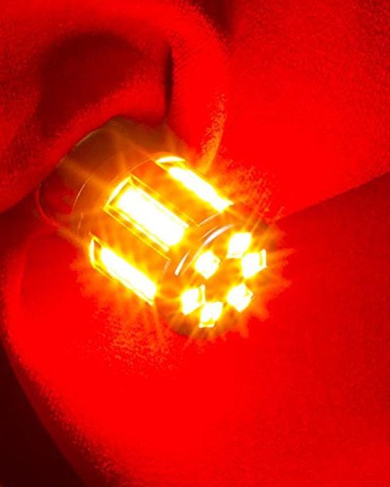 VALENTI Jewel LED Glühbirne S25 Einzelstift Blinker Bernstein 1 Stück [180° Winkel] (Motorradlampe) M08-S25S-AM18