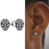 Spiderman Mask Pave Stud Earrings In Stock Now 925 Sterling Silver Earrings Cool Style Statement Jewelry Male Female
