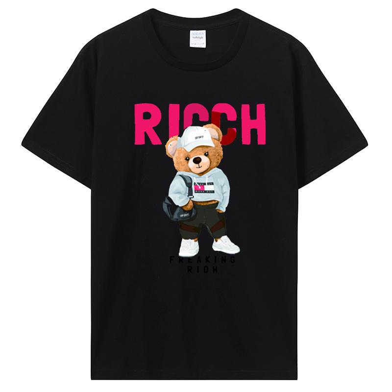 Teddy Bear Playing Badminton Tshirt Exercise Clothing T-shirt Graphics Kawaii Men Women Short Sleeve Printed T Shirt Top Tees