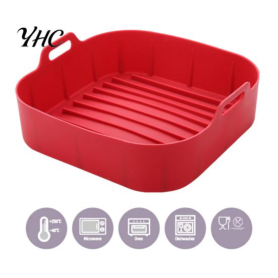 Easy To Clean Air Fryer Silicone Liner Baking Pan Liners with Handles Food-Grade Oven Square Airfryer Non-Stick Reusable Accessories for 4-6 Qt Fryers