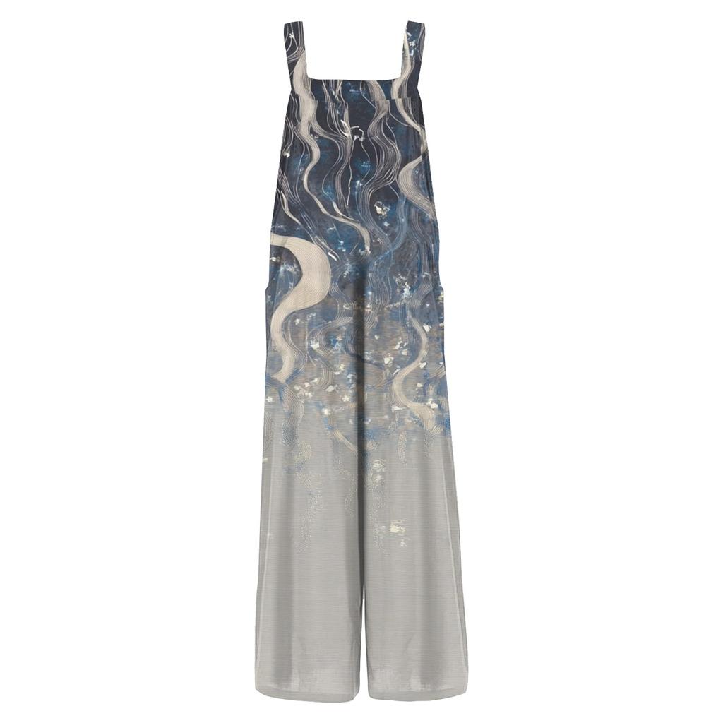 Women's Casual Jumpsuit Sleeveless Fashion Retro Printed Jumpsuit