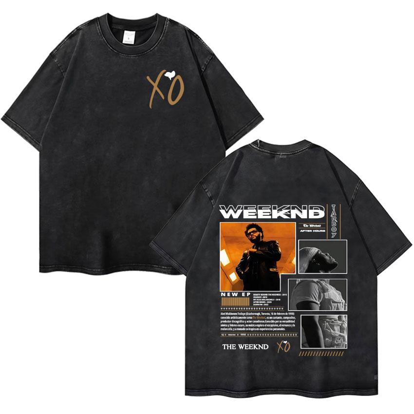 Camiseta Clásica Oversize Lavada Vintage XO de The Weeknd para Hombre y Mujer Camisetas de Manga Corta de Alta Calidad Camisetas Acogedoras para Adolescentes