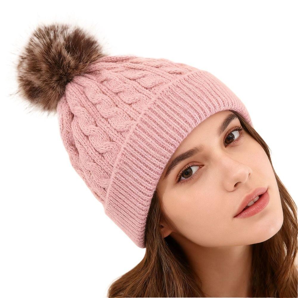 Keep Warm Knitted Beanies Ear Protection Pompoms Hat High Quality Winter Autumn Hats  for Woman/Men