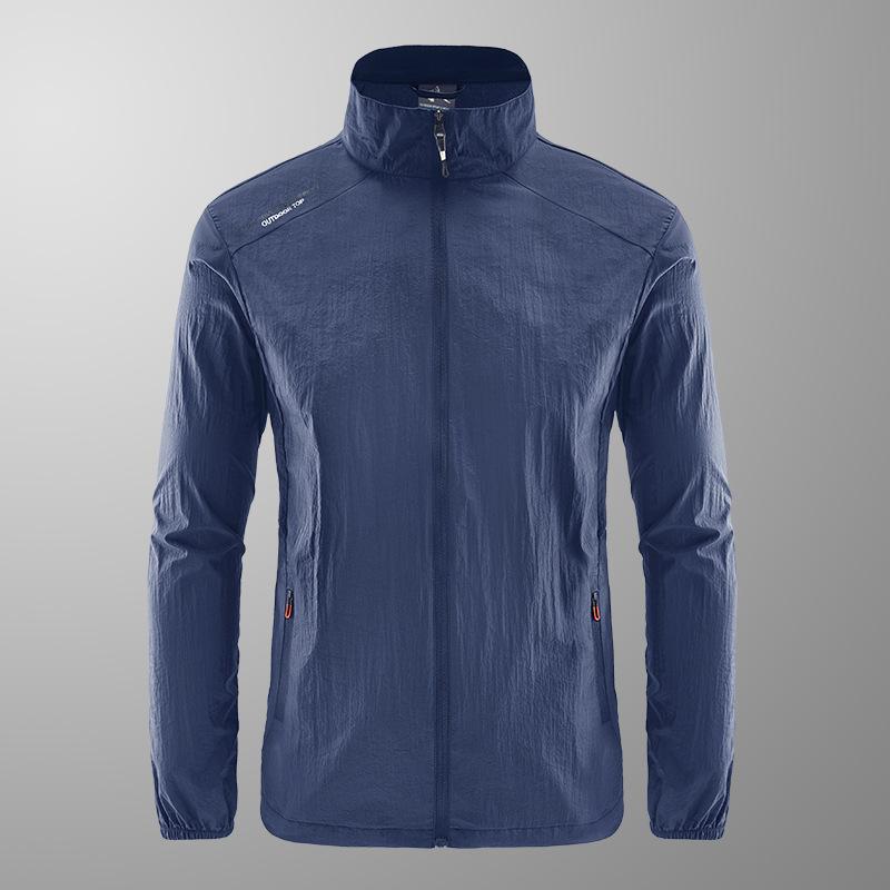 Summer 1011 men's ultra-thin breathable stand-collar UV protection jacket, fishing suit men's skin clothing live stream