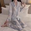 For Women Pajamas Set Latest Chinese Style Classic Lace Satin Print Ladies Tops and Pants Pajamas Home Clothes Set