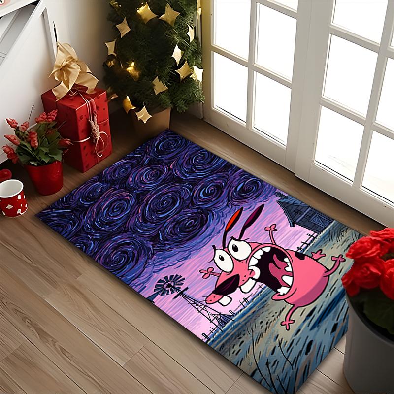 Courage the Cowardly Dog Print Area Rug, Multi-functional Office Chair Sofa Carpet, Easy Clean Carpet for Home and Living Spaces