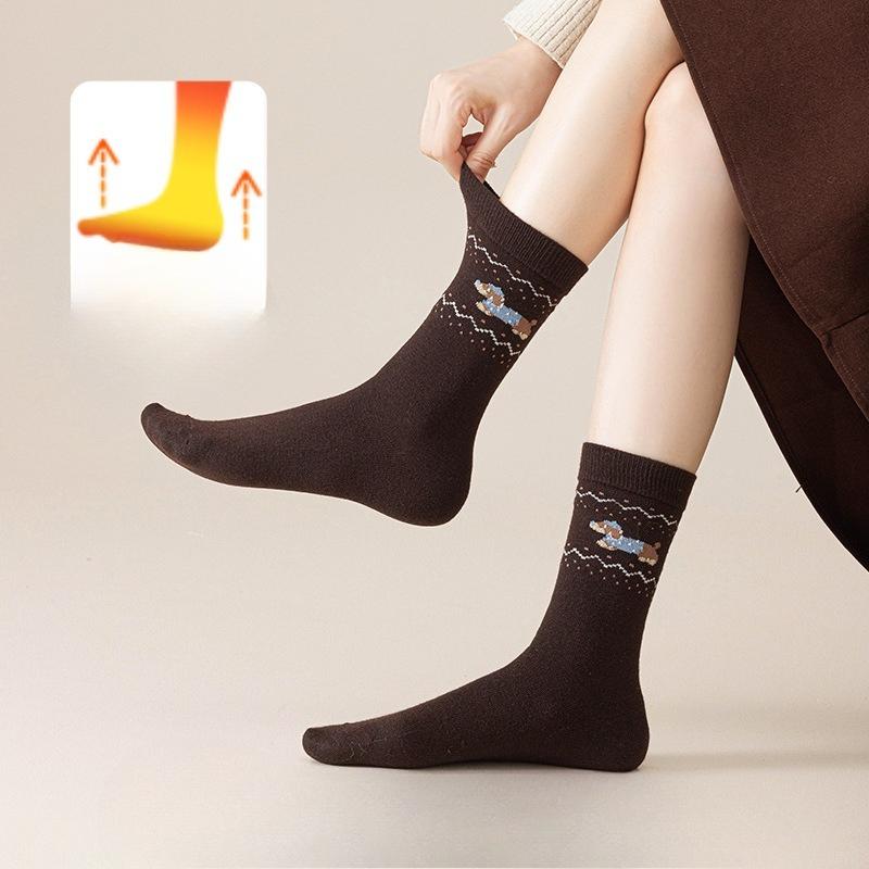 Socks, Women's Autumn and Winter Thickened Dachshund Mid-calf Socks, Cashmere Winter Pile Socks, Long Calf Socks, Warm Wool Socks