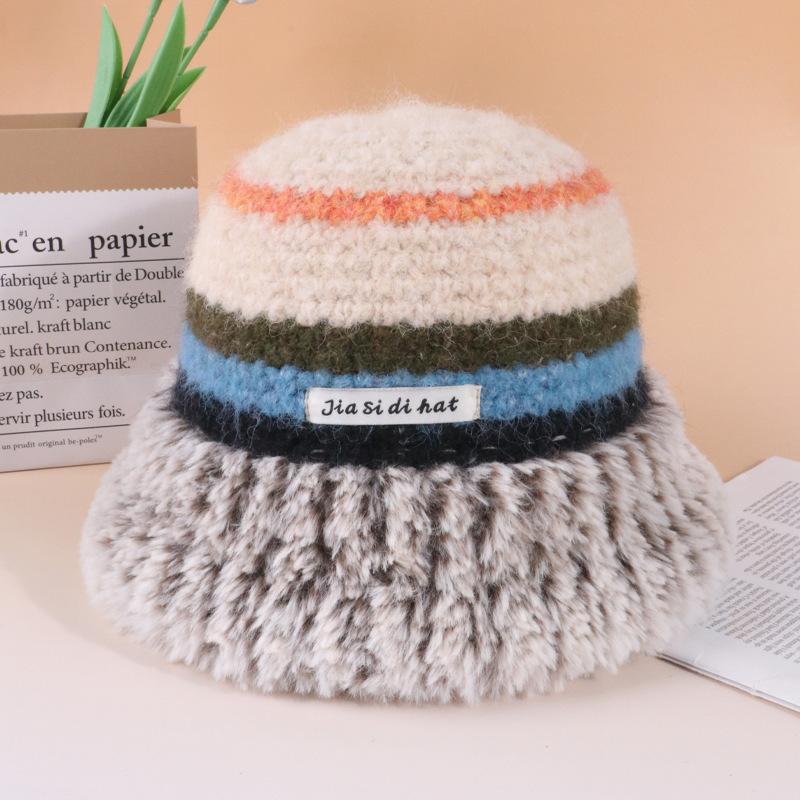 

Autumn and winter new hats women s retro atmosphere handmade knitted wool fisherman hats children s colored thermal basin hats average size