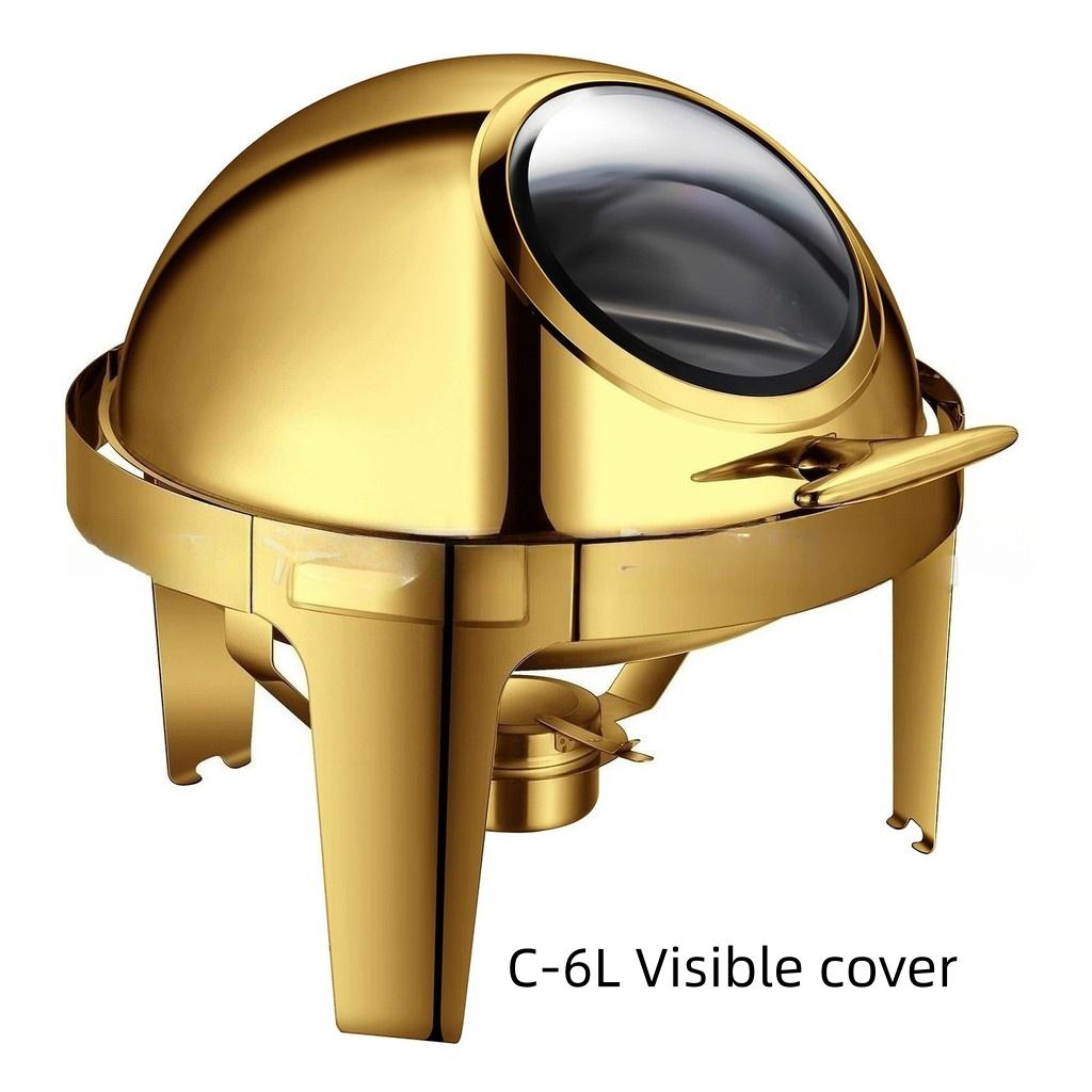 6L/9L Alcohol Stove Hotel Restaurant Flip Cover Insulated Stove Visible Dining Stove Large Capacity Stainless Steel Buffet Stove