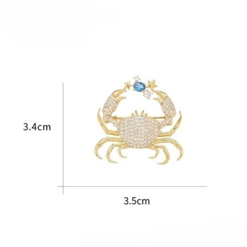 Fashion Crab Brooch Exquisite Simple Personalized Creative Full of Zirconium Pins Suit Jacket Chest Flower Accessories