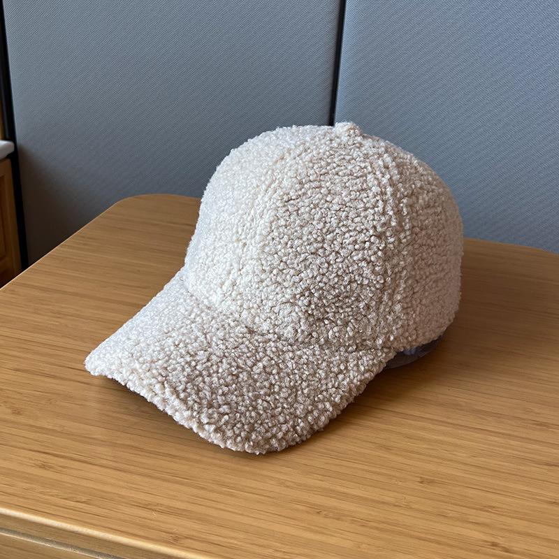 Autumn and Winter Thickened Version of Delicate Teddy Velvet Baseball Hat for Women Electric Car Windproof Solid Color Baseball Cap for Men
