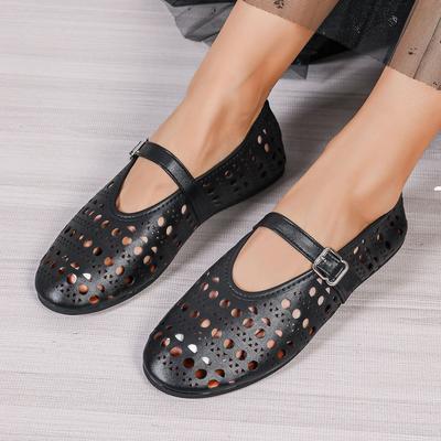Fashion 2024 New Casual Fashionable Women's Summer Hollow Ladies Shoes  Closed Toe Sandals Soft and Comfortable Ballet Flat Shoes
