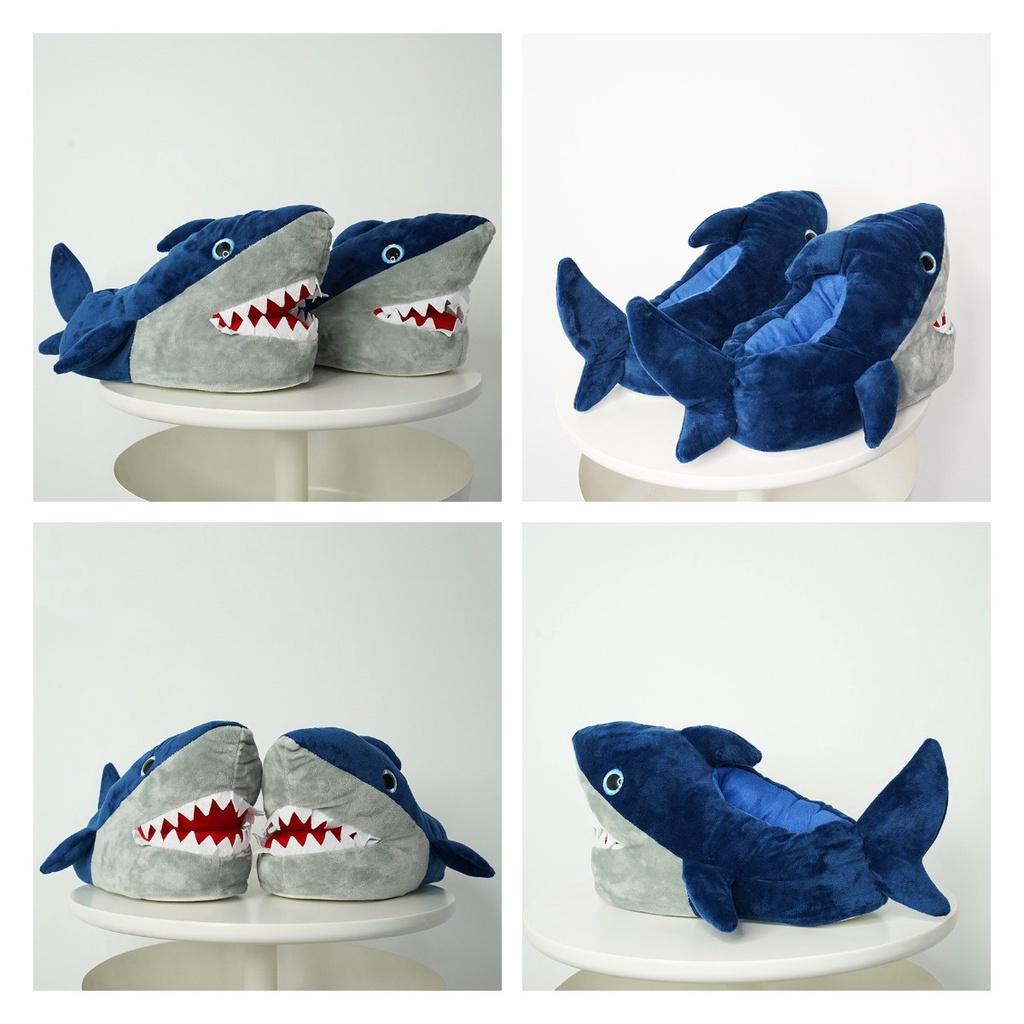 Cozy Shark Slippers Women Men Plush Animal Indoor Winter Warm Floor Shoes 3d