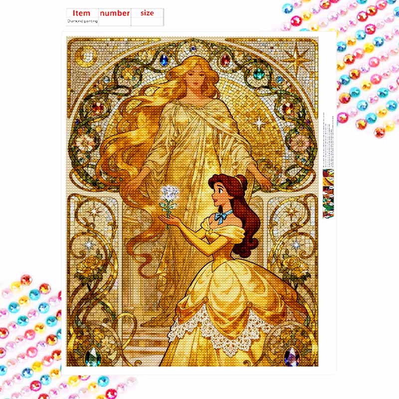 Disney 5d diamond painting, Belle diamond art painting diy handmade sticker gift, home decoration painting