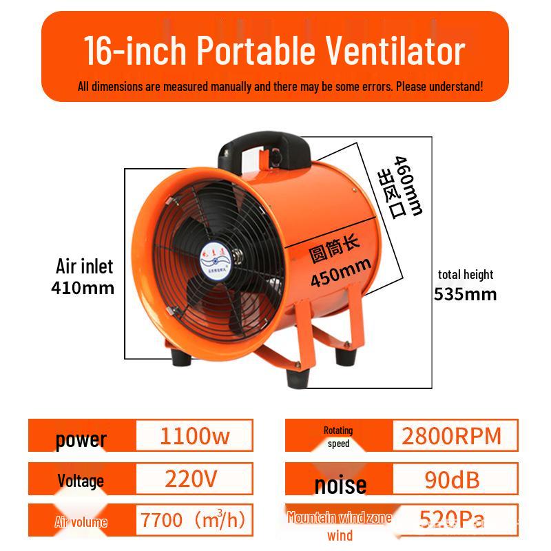 220V Portable Axial Exhaust Fan for Tunnel & Marine Ventilation