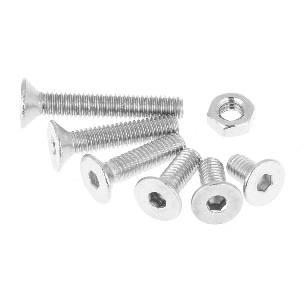 260pcs M3 304 Stainless Steel Hex Socket Flat Head Screw Bolts Nuts Kit With Box