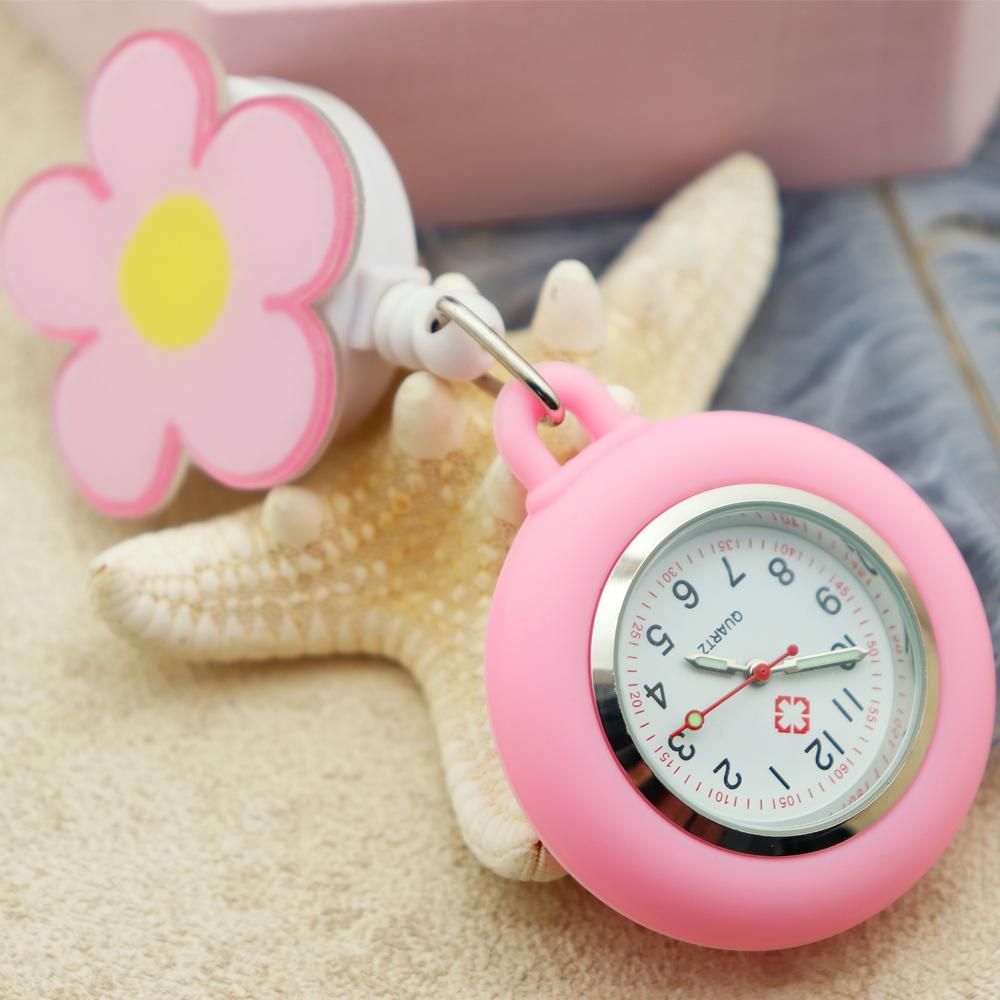 Flower Shape Pink Nurse Watch Hot Sale Elegant Pocket Watch for Nurse Hospital Popular Silicone Watch Nurse Watch розовый