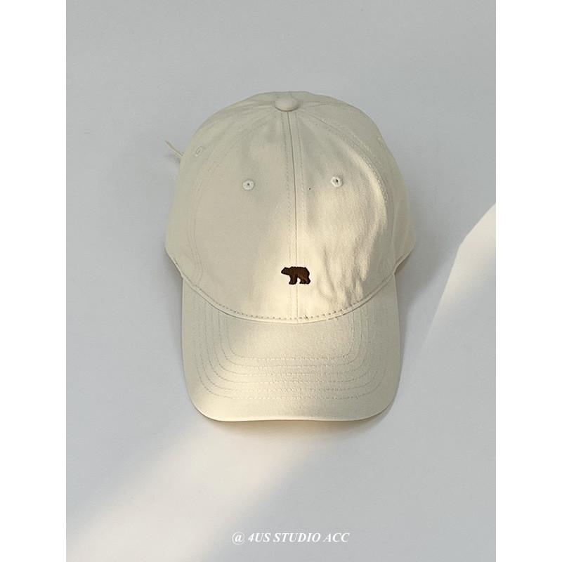 Vintage American Style Soft Top Black Baseball Cap With Cute Bear Embroidery For All Seasons