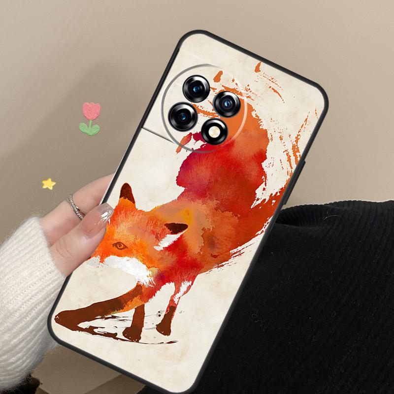 Watercolor Painting The Fox Cover For OnePlus Nord CE 4 2 3 Lite N20 N30 9 10 Pro 8T 9RT 10T 10R 12R 13R 11 12 13 Case
