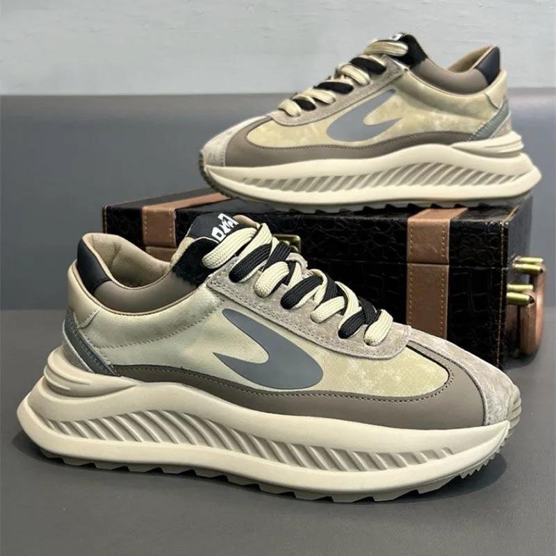 

Fashion Chunky Sneakers Mens Designer Running Shoes Microfiber Leather Upper Fashion Casual Height Increased Flat Platform Sport Shoes 39 хакі