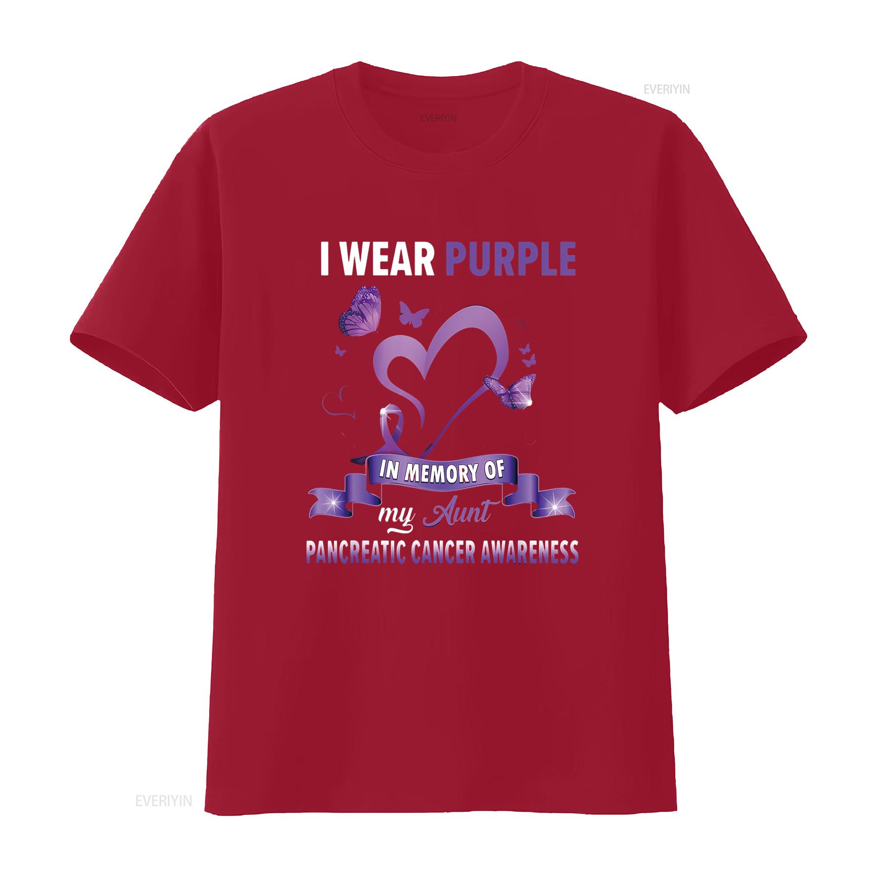 Женская футболка I Wear Purple In Memory Of My Aunt Pancreatic Cancer Ribbon Черная 2XL винтажная стираная с принтом S