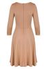 Beige elegant dress with a V-neck, 3/4 sleeves and a flared skirt - M709 size