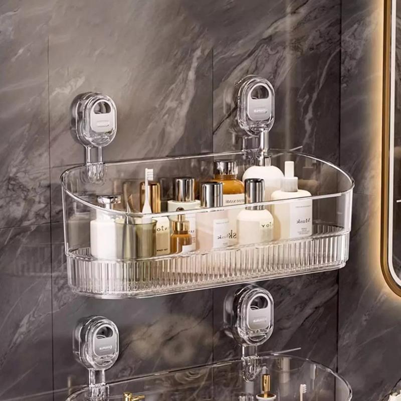 No-Drill Bathroom Suction Storage Box Large Capacity & Strong Load-Bearing Multi-Functional Suction Cup Wall-Mounted Shelf Rack