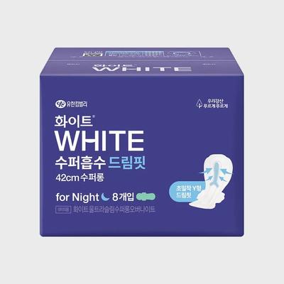 White Super Absorbent Dreamfit Overnight Super Long 8 Pieces