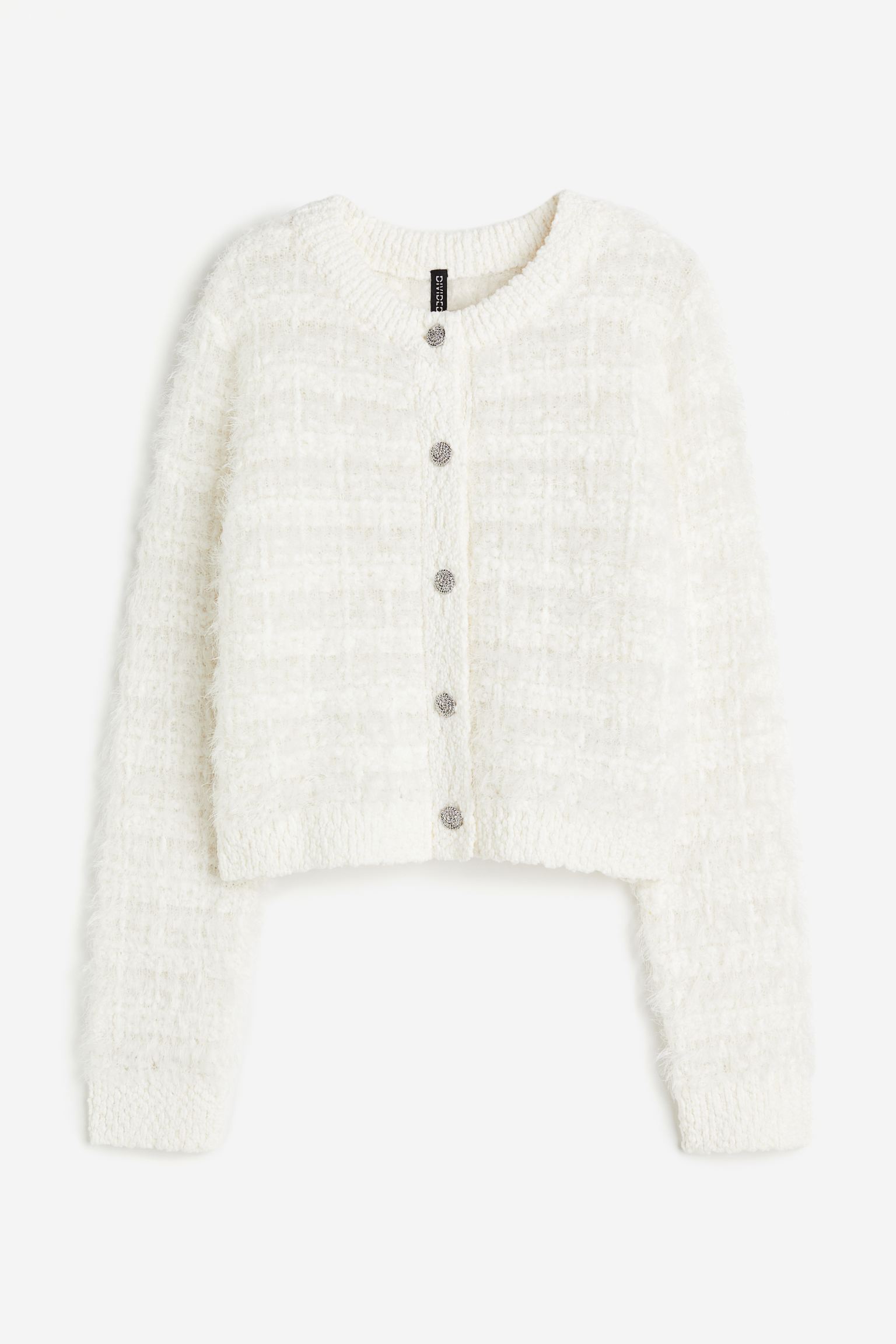 

Пышный кардиган вязки букле