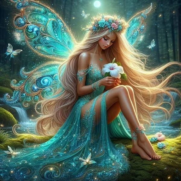 Elf and Flowers Diamond Painting 5d Full Square Round Diamond Embroidery Woman Landscape Mosaic Cross Stitch Kits Home Decor J4011