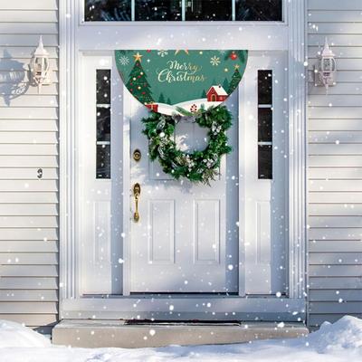 Yousheng Christmas Banner Half Fan Banner Flag for Indoor Outdoor Holiday Party Decor Polyester Door Curtain for Living Room Wall Fireplace