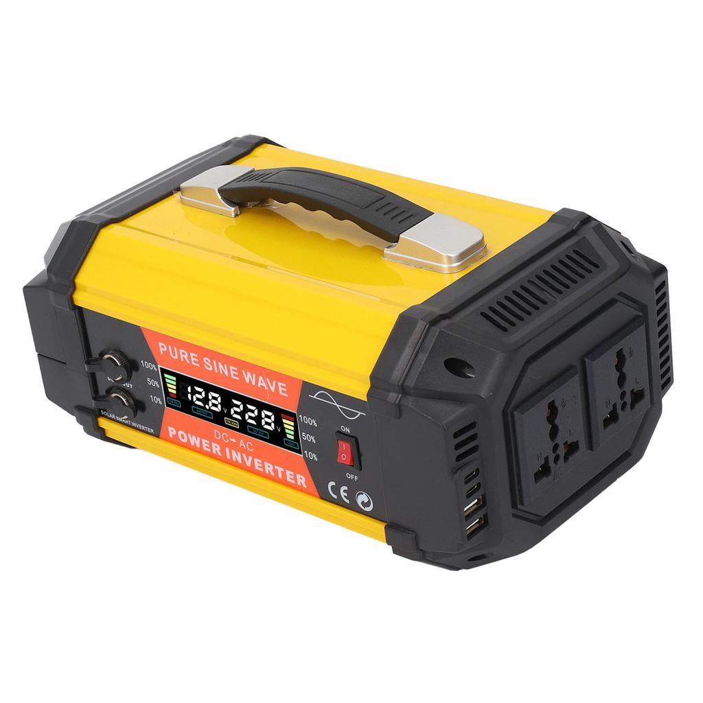 500W Pure Sine Wave Inverter 12V to 220V Sine Wave Solar Inverter with Dual USB LCD Display for Car