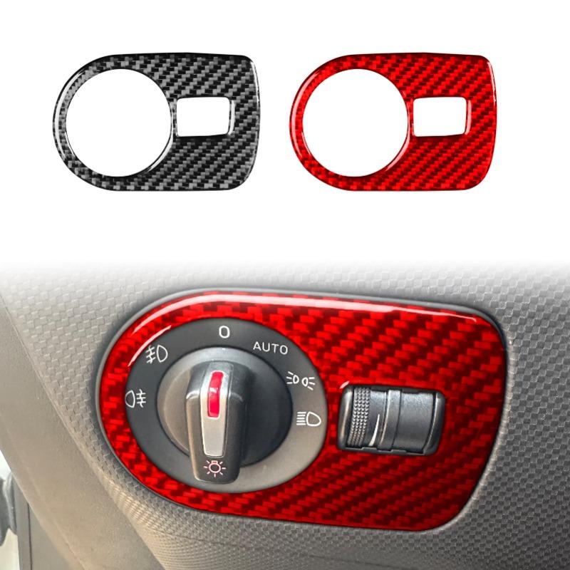 Real Soft Carbon Fiber Sticker LHD RHD Car Headlight Switch Frame Trim For Seat Leon 2005 2006 2007 2008 2009 2010 2011 2012