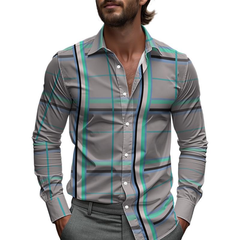 Men S Long Sleeve Printed Business Casual Shirt