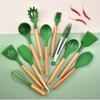 12Pcs Silicone Utensils Set  Non-Stick Cookware Wooden Handle Spatula Shovel Egg Beaters Kitchenware Kitchen Accessories